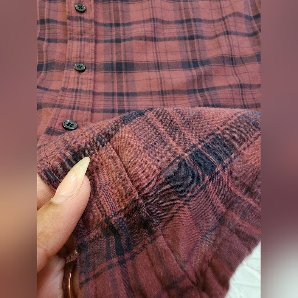Abercrombie & Fitch Men's Red Plaid Button Front Shirt Standard Fit, sz LG - Picture 14 of 16